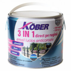 Vopsea Email Pentru Metal 3 In 1 Direct Pe Rugina  Int/ext Negru Kober 2.5 L