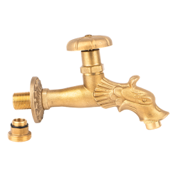 Robinet Hydro Pt Cismea Decorativ Dublu Serviciu Din Alama Naturala Cu Rozeta Si Finisaj Dragon 1/2