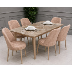 Set Masa + 6 Buc Scaune Lemn Saray - Belek
