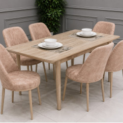 Set Masa + 6 Buc Scaune Lemn Karegold - Amalfi
