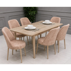 Set Masa + 6 Buc Scaune Lemn Karegold - Amalfi