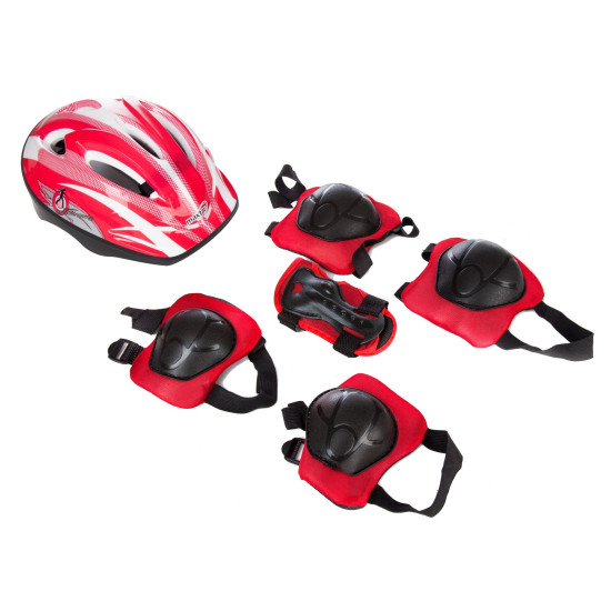 Maxtar Set Casca 55 Cm Si Protectii Coate, Genunchi Si Brate, Rosu