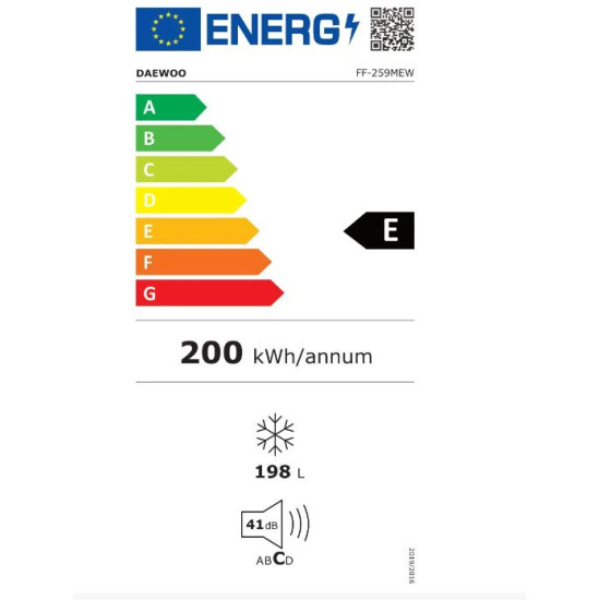 Lada Frigorifica Daewoo Ff-259 Mew 198l Clasa E Functie Super Freeze Control Mecanic 77cm Alb