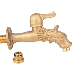 Robinet Hydro Pt Cismea Decorativ Dublu Serviciu Din Alama Naturala Cu Maneta Si Finisaj Dragon 1/2