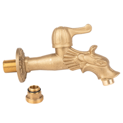 Robinet Hydro Pt Cismea Decorativ Dublu Serviciu Din Alama Naturala Cu Maneta Si Finisaj Dragon 1/2
