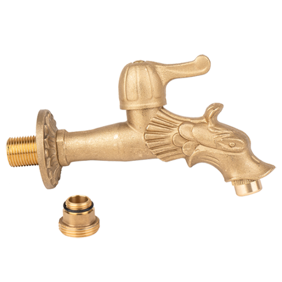 Robinet Hydro Pt Cismea Decorativ Dublu Serviciu Din Alama Naturala Cu Maneta Si Finisaj Dragon 1/2
