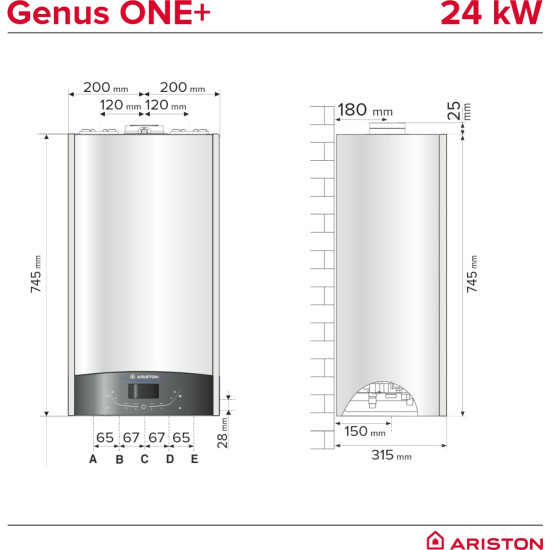 Centrala Ariston Genus One Wifi 24kw 3301777 + Kit Evac 3318073