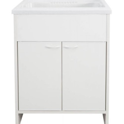 Pachet Mobilier Elena Alb 60x50 Cm+lavoar 60x50 Cm Cu Ventil+sifon Alb Marmorat Exterior