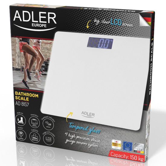 Cantar Persoane Sticla Securizata Adler Capacitate 150 Kg Alb Ad8157 Cantar Persoane Sticla Securizata Adler Capacitate 150 Kg Alb Ad8157