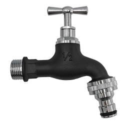 Robinet Hydro Pt Cismea Dublu Serviciu Din Alama Cu Racord Rapid Cromat Negru Cw617