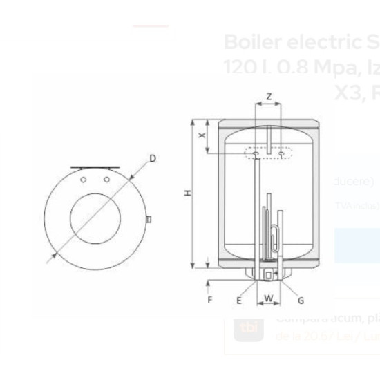Boiler Termo Electric Burnit Eu4 Mb-l-2 120 V/s1 3kw Dreapta