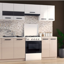 Bucatarie Daria 2.4m Mdf Lucios Alb+cappuccino Bucatarie Daria 2.4m Mdf Lucios Alb+cappuccino