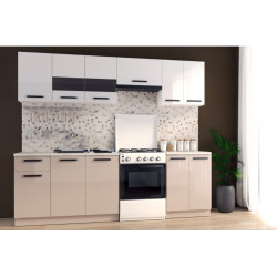 Bucatarie Daria 2.4m Mdf Lucios Alb+cappuccino