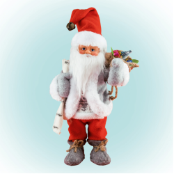 Figurina Mos Care Danseaza Si Canta Pantaloni Rosii 30cm