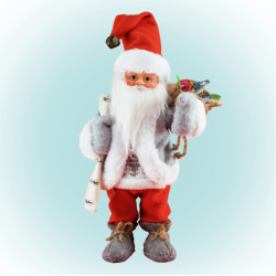 Figurina Mos Care Danseaza Si Canta Pantaloni Rosii 30cm