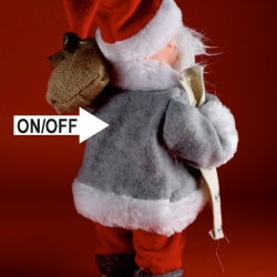 Figurina Mos Care Danseaza Si Canta Pantaloni Rosii 30cm