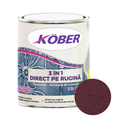 Vopsea Email Pt.metal Hammer 3 In 1 Direct Pe Rugina Int/ext Bordeaux Kober 0.75 L