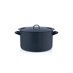 Cratita Adanca Emailata Clasica Teget Navy Blue 34 Cu Capac  Metalac