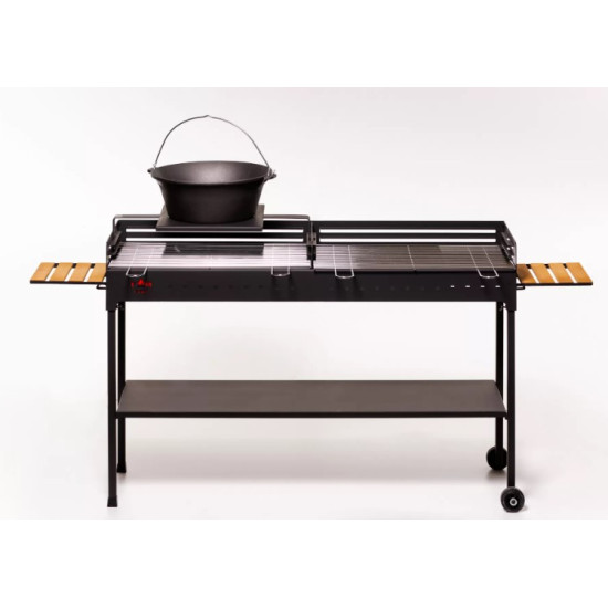 Gratar Gradina Din Otel Lemn-carbune Fm Grill Premium 134x40cm