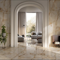 Gresie Portelanata Dunca Onix Beige Lucios 120x60 Cm Cal I Rectificata Interior/exterior (1.44mp/cut)