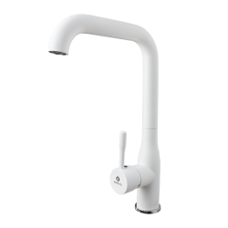 Baterie Bucatarie Ermetiq Er-a417a Teava Inox 90º Monocomanda Alba