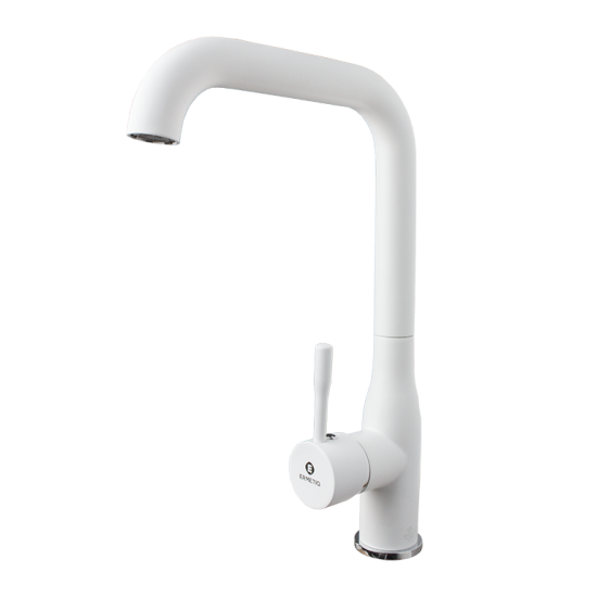 Baterie Bucatarie Ermetiq Er-a417a Teava Inox 90º Monocomanda Alba