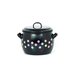 Oala Clasica Emailata Cu Capac 20 Pastel Dots Metalac