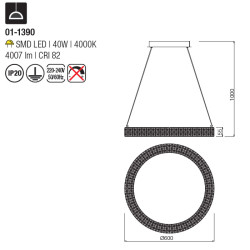 Lustra Metis Su Led 38w 4000k D600 (4.1.2) 01-1390