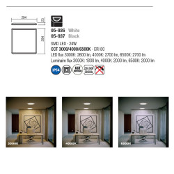 Plafoniera Memo Sq Led 24w Ip54 Cct Wh D300 (5.1.2) 05-936