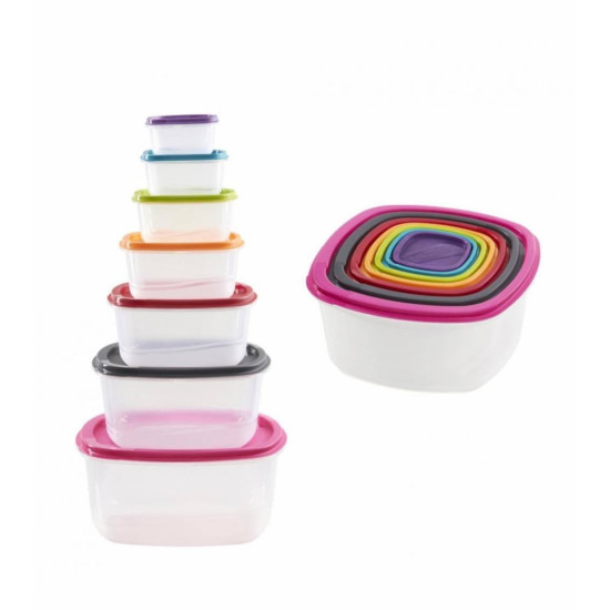 Set 7 Caserole Alimentare Patrate+capace Plastic