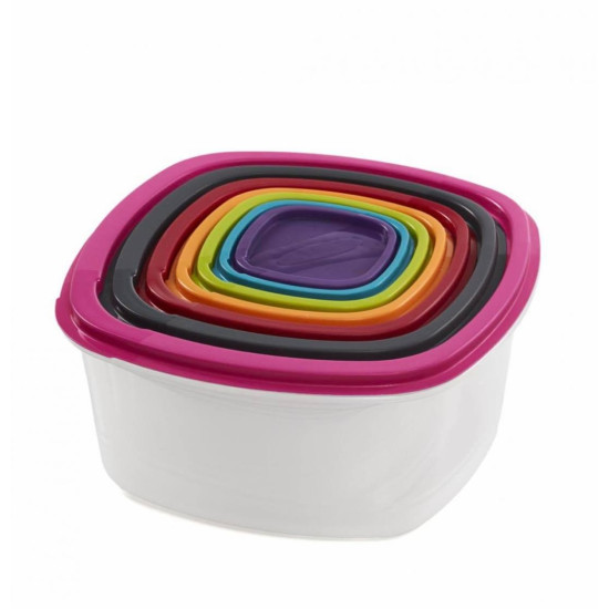 Set 7 Caserole Alimentare Patrate+capace Plastic