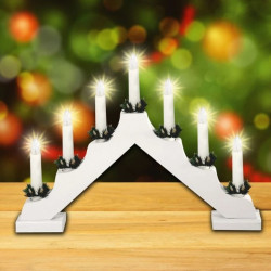 Decor Piramida Cu Lumanari 7 Becuri Talpa Alba Lemn