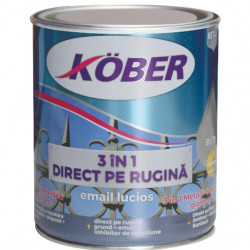 Vopsea Email Pentru Metal 3 In 1 Direct Pe Rugina  Int/ext Alb Kober 0.75 L