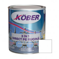 Vopsea Email Pentru Metal 3 In 1 Direct Pe Rugina  Int/ext Alb Kober 0.75 L