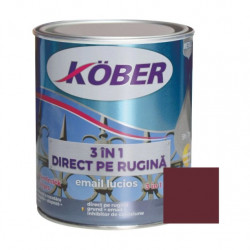 Vopsea Email Pentru Metal 3 In 1 Direct Pe Rugina  Int/ext Rosu Vin Kober 0.75 L