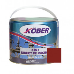 Vopsea Email Pentru Metal 3 In 1 Direct Pe Rugina  Int/ext Rosu Vin Kober 2.5 L