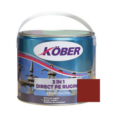 Vopsea Email Pentru Metal 3 In 1 Direct Pe Rugina  Int/ext Rosu Vin Kober 2.5 L