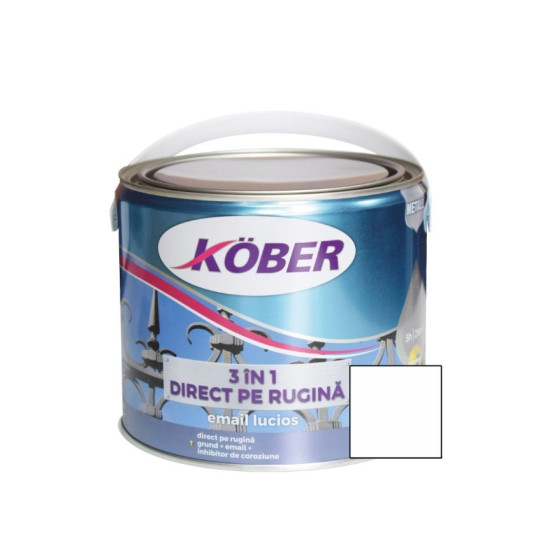 Pachet Promo Kober Email 3in1 Alb Pt Metal 2.5l + Diluant Hammer D810-f0.25l