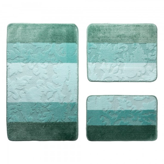 Set Covorase Baie Cu 3 Piese Classic Turcoaz 60x100cm 50x60cm 40x60cm