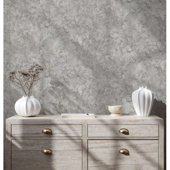 Tapet Vinil Superlavabil Antibacterian Ignifug Model Stucco Gri Icon 24109-2 10.6 Mp/rola