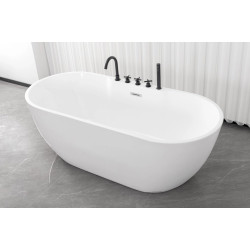 Cada Baie Freestanding Aruba 170x75x58cm G9041 + Baterie Si Accesorii Finisaj Negru Mat