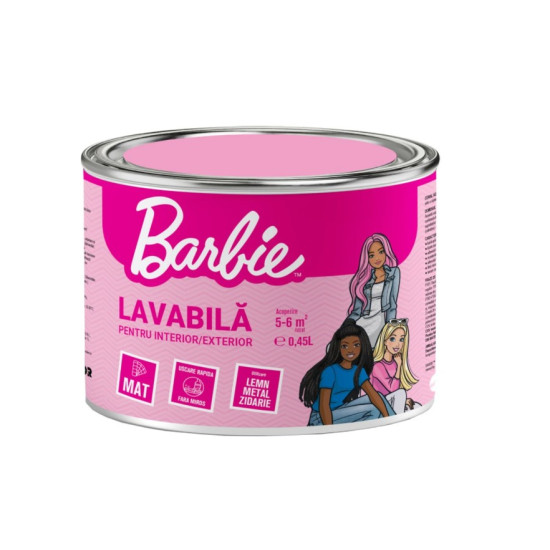 Vopsea Lavabila Coral Ceramic Barbie Interior/exterior Lavender Chic 0.45l