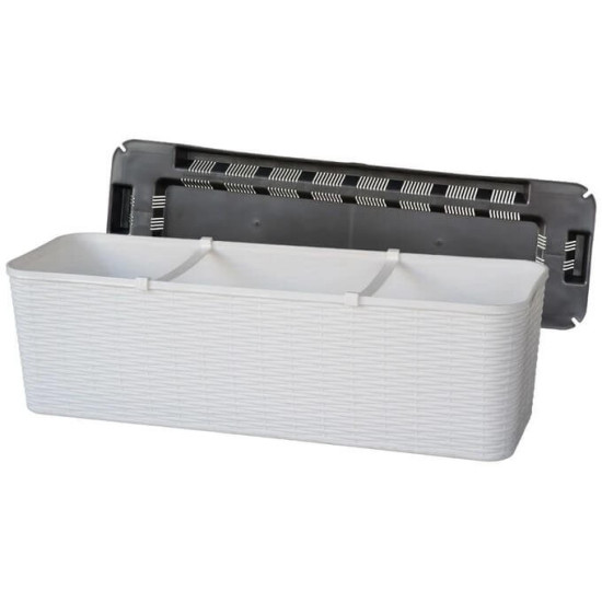 Jardiniera Ratan 60 Cm Alb