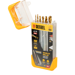 Set Burghii Pentru Metal 2-3-4-5-6-8 Mm Hss - Tin Golden Tip 6 Buc Denzel