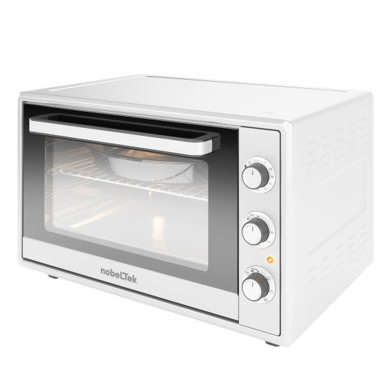 Cuptor Electric Nobeltek Nlt Fso60w 60l 2000w Grill Timer Termostat Sticla Dubla Ventilator Alb