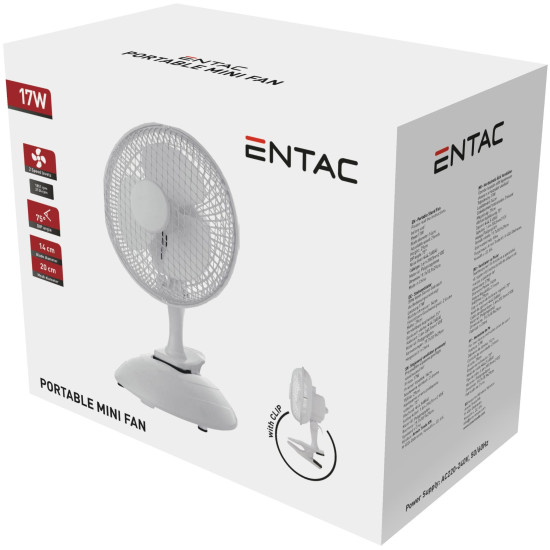Ventilator De Birou Mini 17w Entac 2 Viteze 29cm Alb
