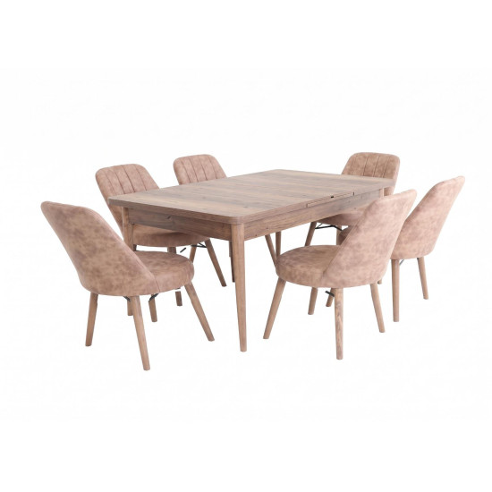 Set Masa + 6 Buc Scaune Lemn Karegold - Amalfi Set Masa + 6 Buc Scaune Lemn Karegold - Amalfi