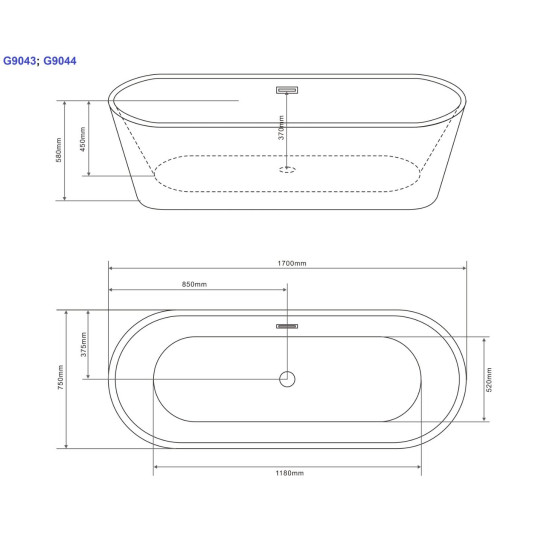 Cada Freestanding Reno White 170x75x58cm G9044