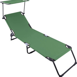 Sezlong Cu Parasolar Heinner 186x55x24cm Verde Dszp011