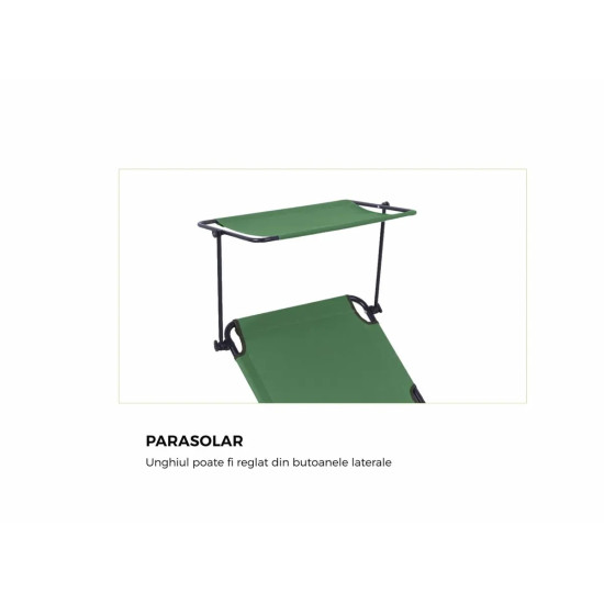 Sezlong Cu Parasolar Heinner 186x55x24cm Verde Dszp011 Sezlong Cu Parasolar Heinner 186x55x24cm Verde Dszp011